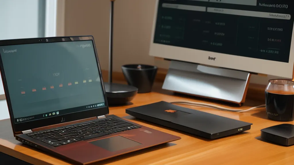 Ein Laptop-Bildschirm mit einer Kurs-Abonnement-Übersicht neben einem Klavier im Abendlicht.