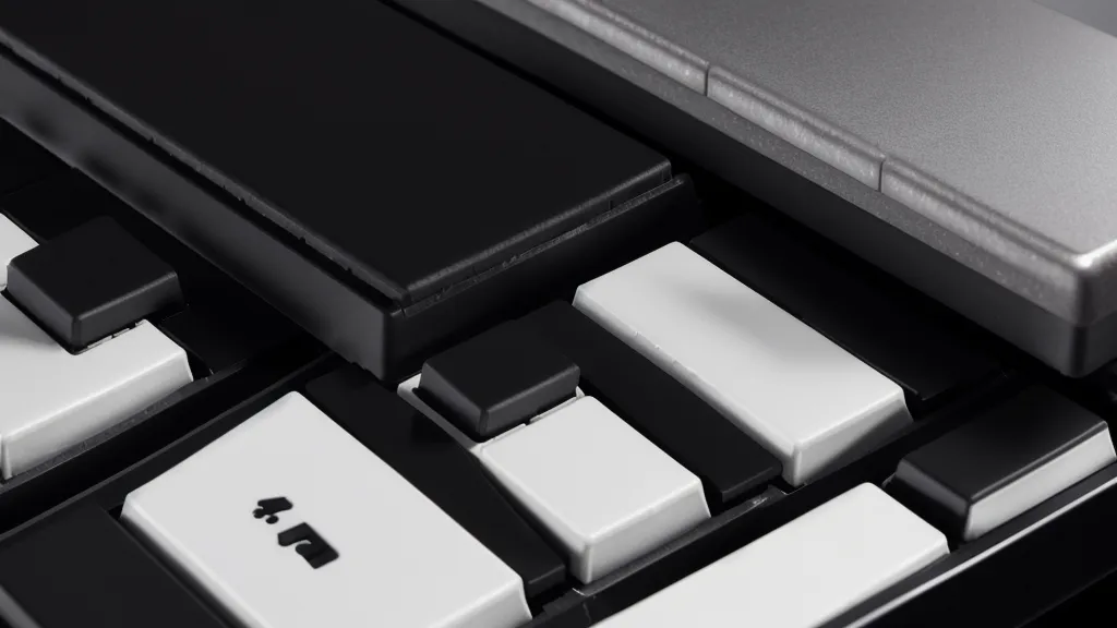 Keyboard lernen am Abend: Vogelperspektive auf Digitalpiano und Kopfhörer beim Selbststudium