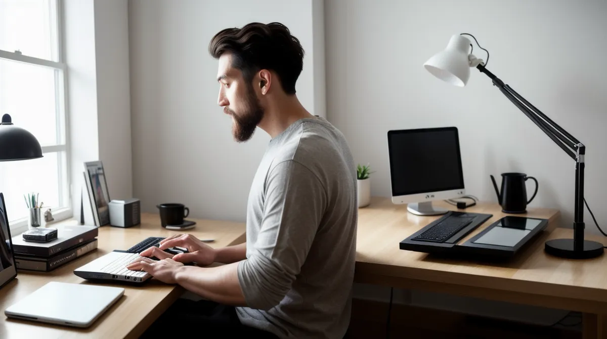 Digitalpiano-Tastatur im Homeoffice bei der Analyse des meineMusikschule Klavier Curriculums für Wiedereinsteiger