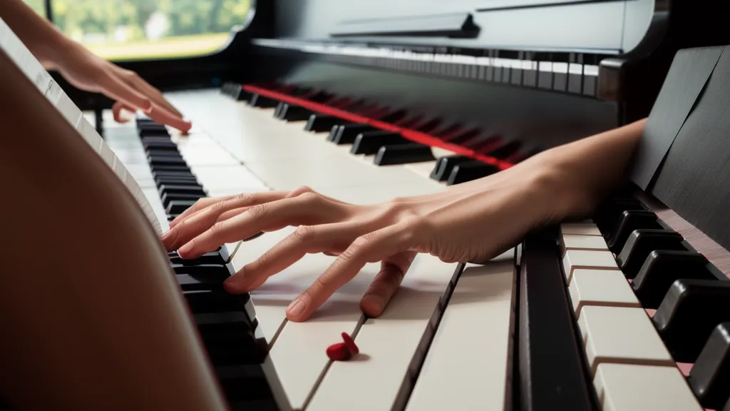 Tablet-Bildschirm mit Klavier-App, Fehlermarkierung und Fortschritt-Tracking beim gemeinsamen Klavierüben zu zweit