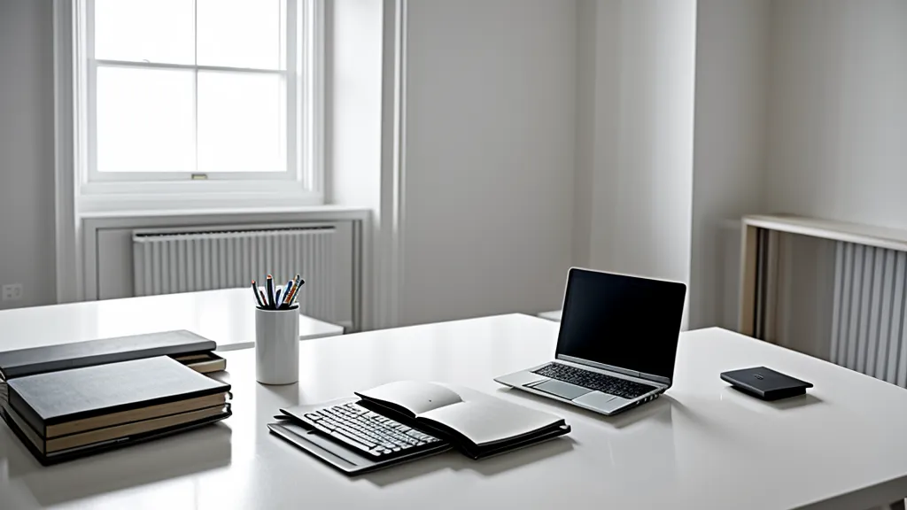 Organisierter Arbeitsplatz mit Digitalpiano und Laptop zur Verwaltung von Online-Kursen.