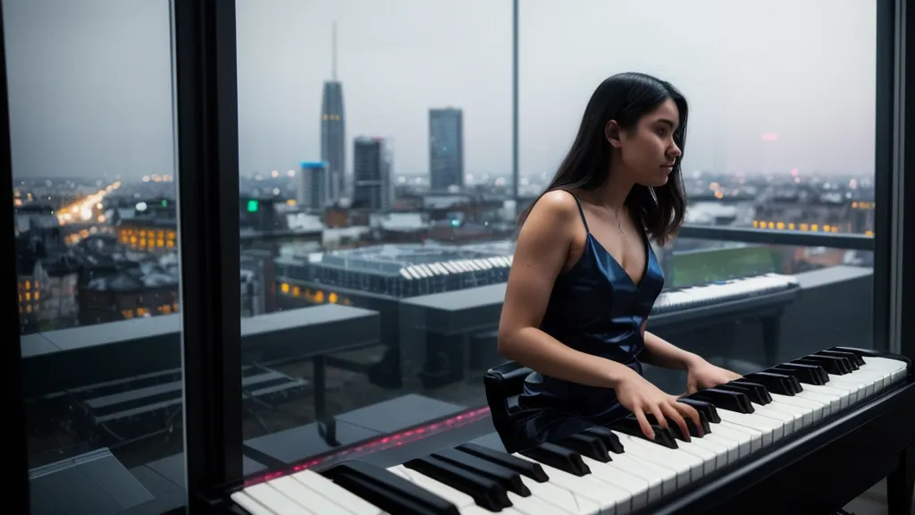 E-Piano am Abend während der Übungszeit für den Online-Klavierkurs-Vergleich