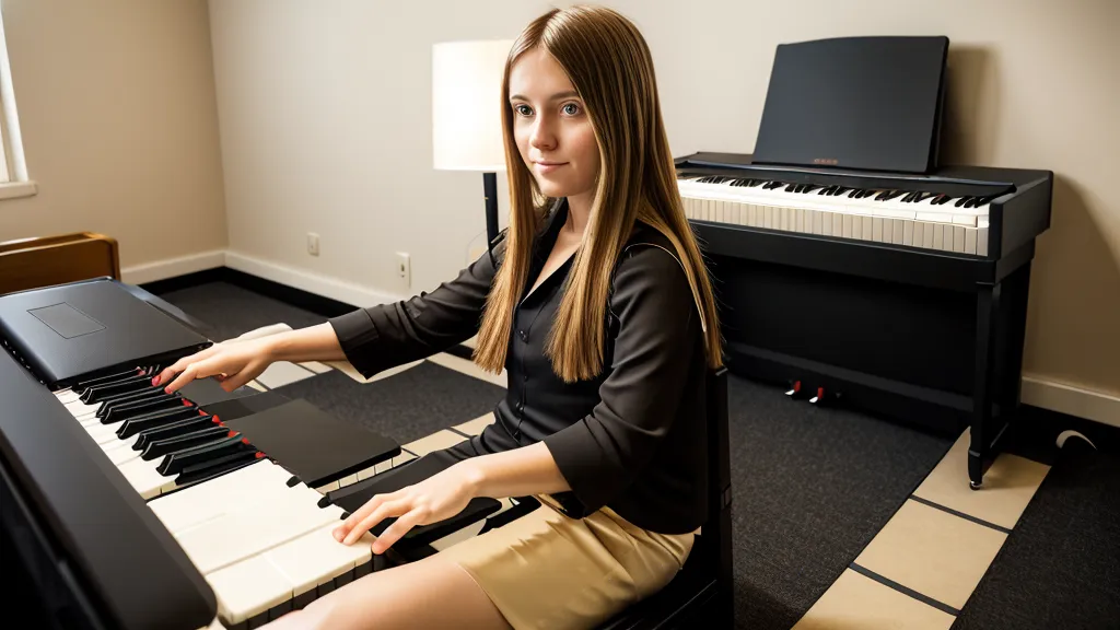 Laptop mit RS-Piano-Akademie Online-Kurs neben einem Keyboard in abendlicher Lernumgebung