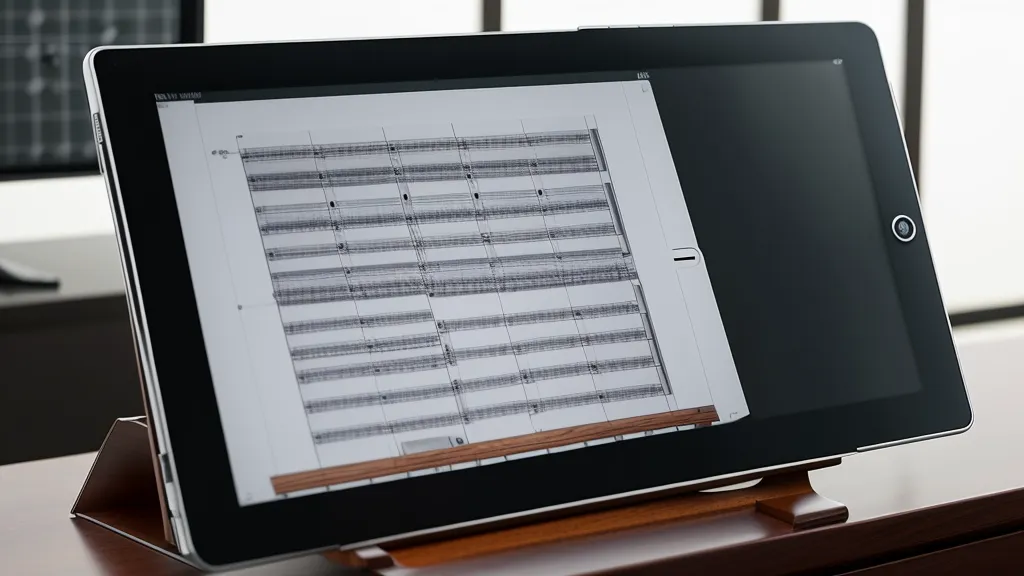 Tablet mit Online-Klavierlektion auf dem Notenständer eines Digitalpianos